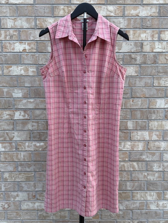 Cherokee Dresses & Skirts - Vintage 90s Cherokee Pink Plaid Sleeveless Button Front Shirt Dress Size M